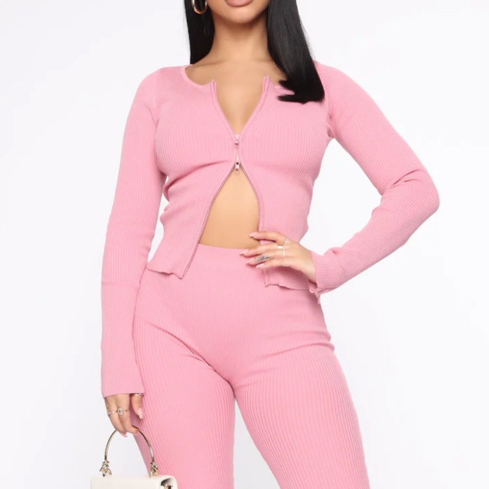Pink Barbie Ribbed Top and Pants Set (Size SMALL)
